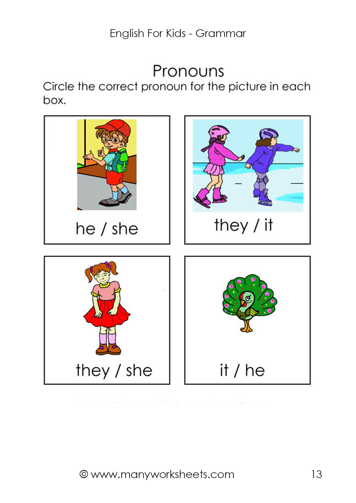 English Grammar Worksheet Pronouns 1