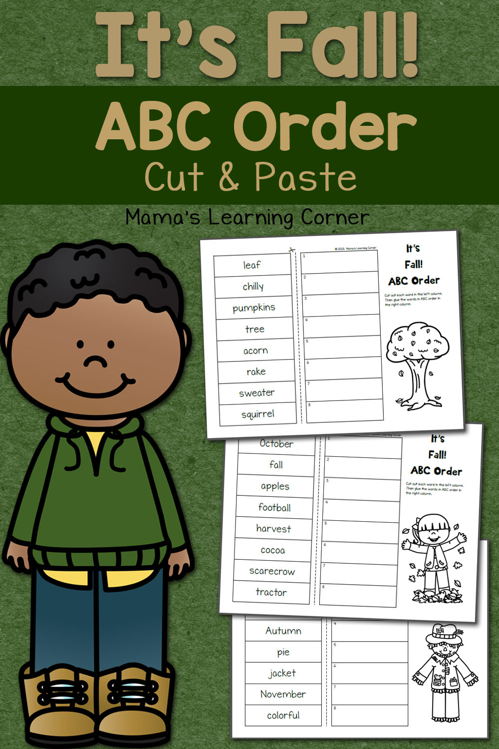 Fall Cut And Paste ABC Order Worksheets Mamas Learning 