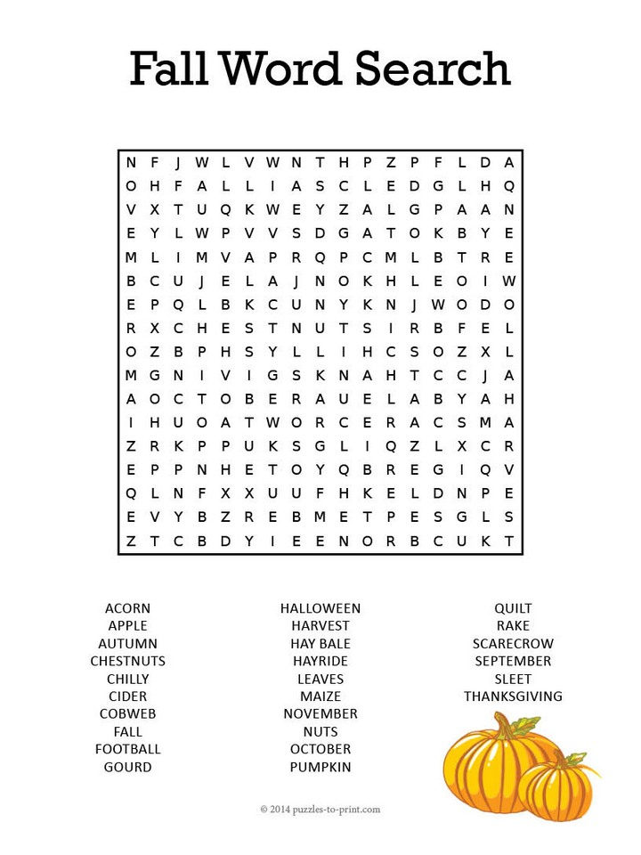 Fall Word Search