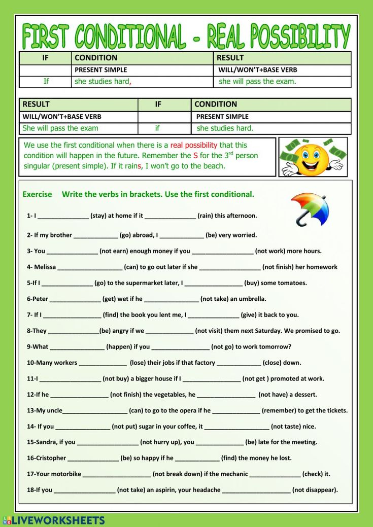 First Conditional Interactive And Downloadable Worksheet 