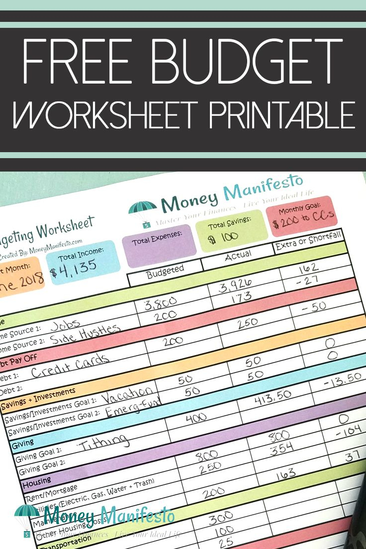 Free Budgeting Worksheet Printable Learn To Budget Today