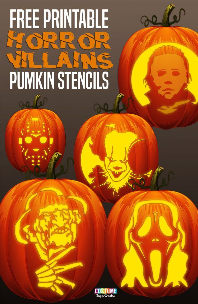 FREE Classic Horror Villains Pumpkin Stencils Halloween 