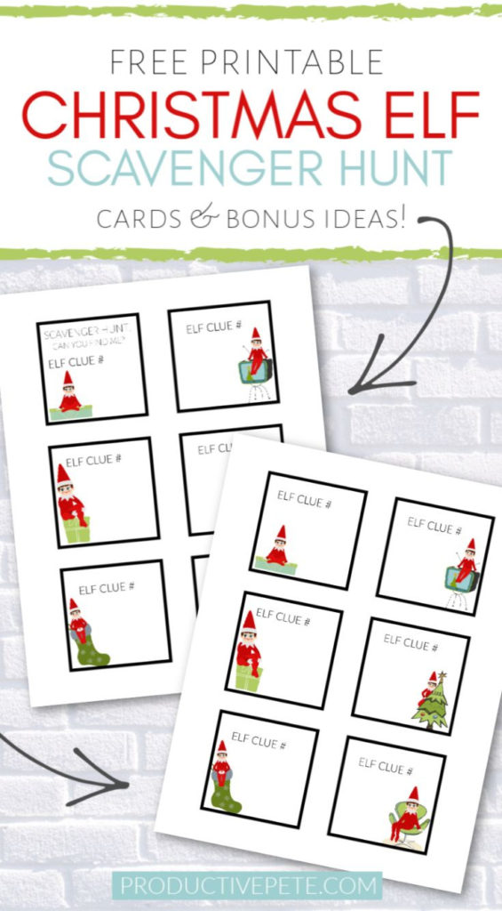 Free Printable Elf Scavenger Hunt Cards With Bonus Clue 