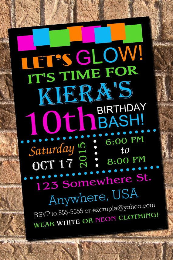 Glow Party Invitations Free Printable