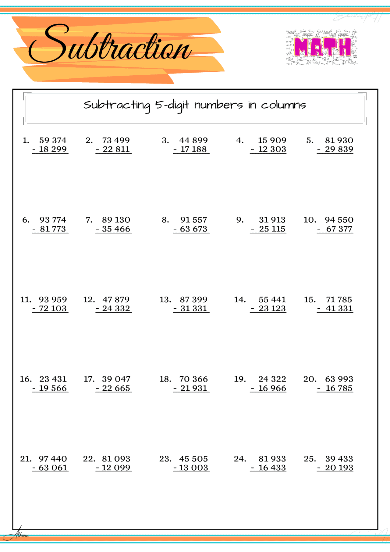 Grade 4 Math Worksheet Subtraction Part 5 Education PH