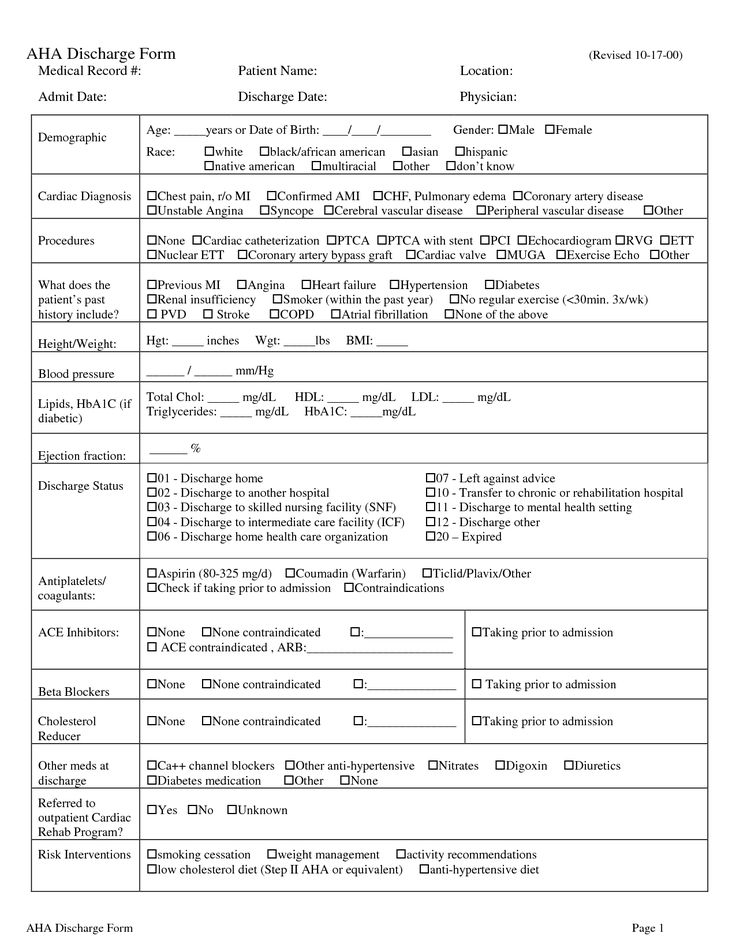 Hospital Discharge Papers Forms Doctors Note Template 