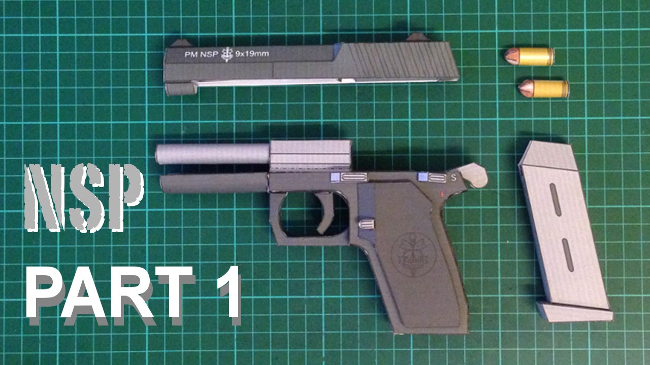 How To Make Realistic Papercraft Gun NSP Full Build Part ...