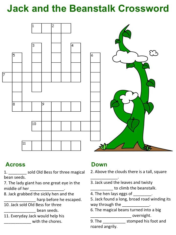 Jack And The Beanstalk Crossword Puzzle Jack And The 