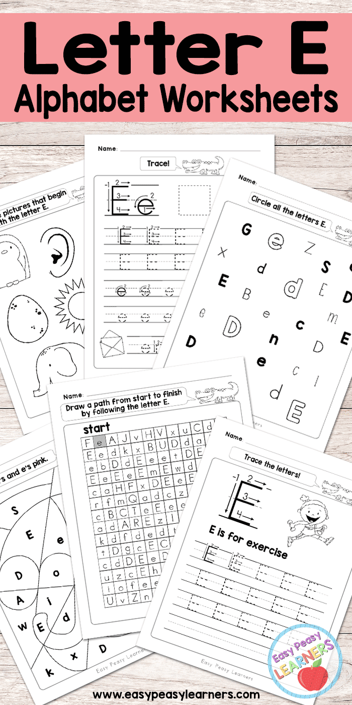 Letter E Worksheets Alphabet Series Easy Peasy Learners 