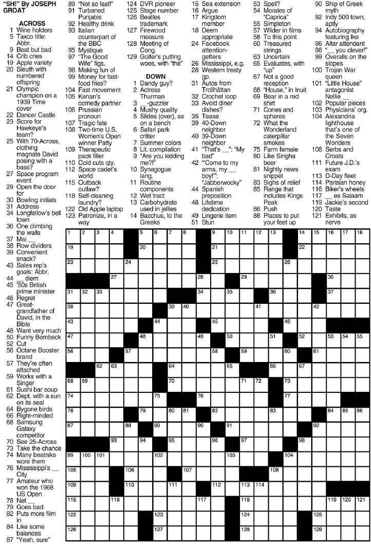 Los Angeles Times Sunday Crossword Puzzle Puzzles 