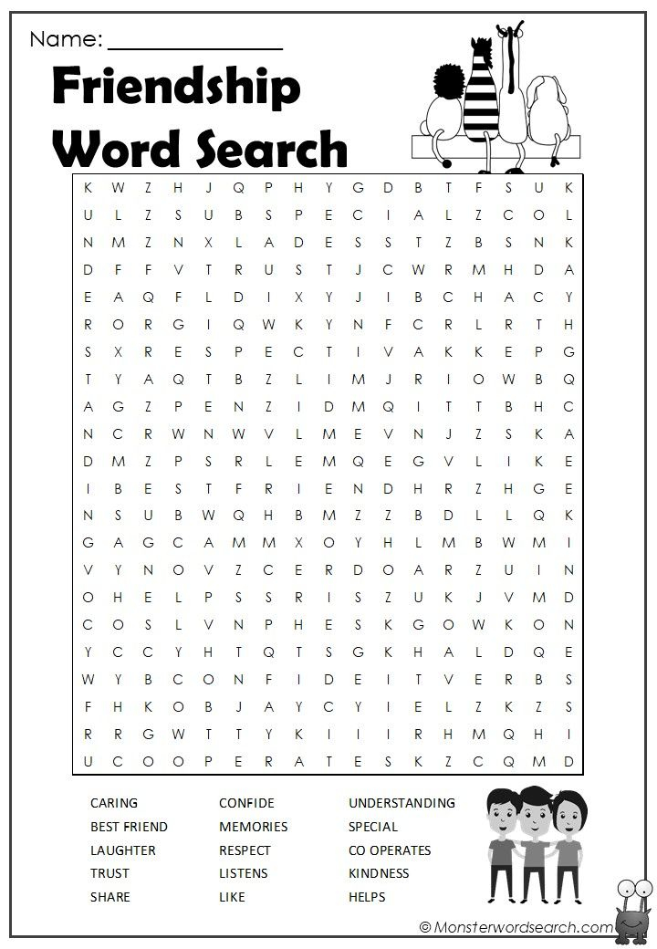 Nice Friendship Word Search Friendship Words Word 