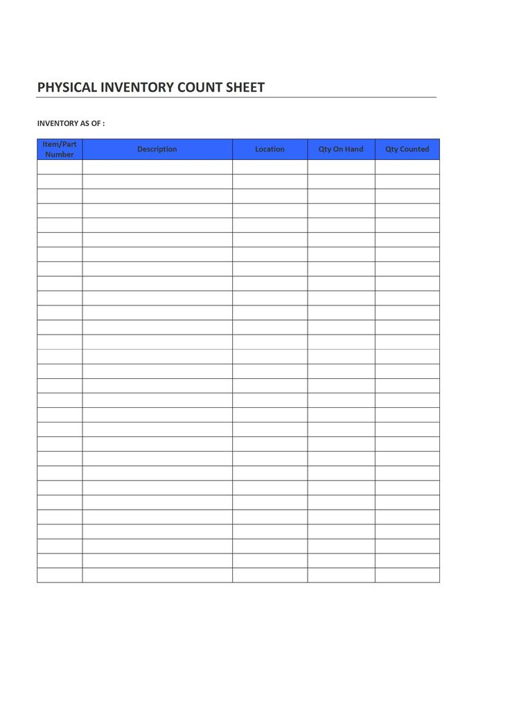 Physical Inventory Count Sheet Freewordtemplates 