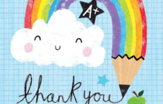 Rainbow Pencil Thank You Card For Teacher Greetings