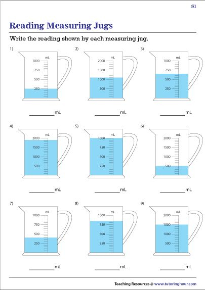 Reading Measuring Jugs Worksheets Worksheets Hidden 