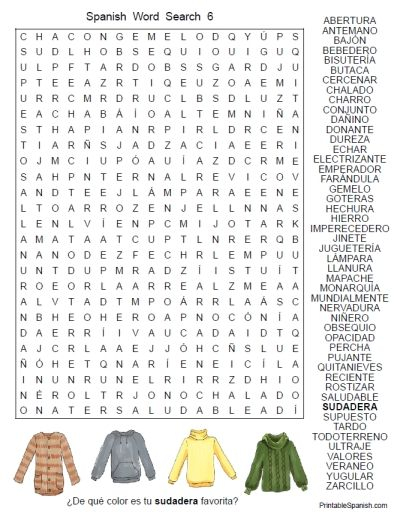 Spanish Word Search 6 FREE From PrintableSpanish 