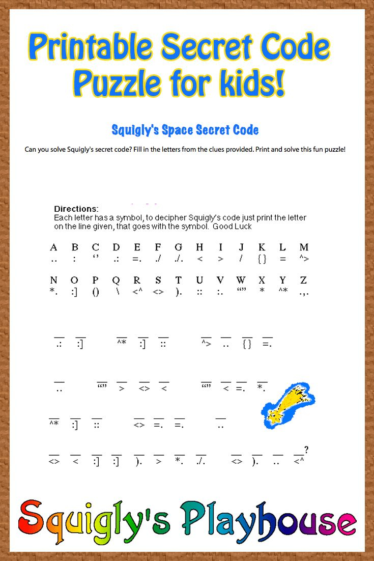 Squigly s Space Secret Code Word Puzzles For Kids Word 