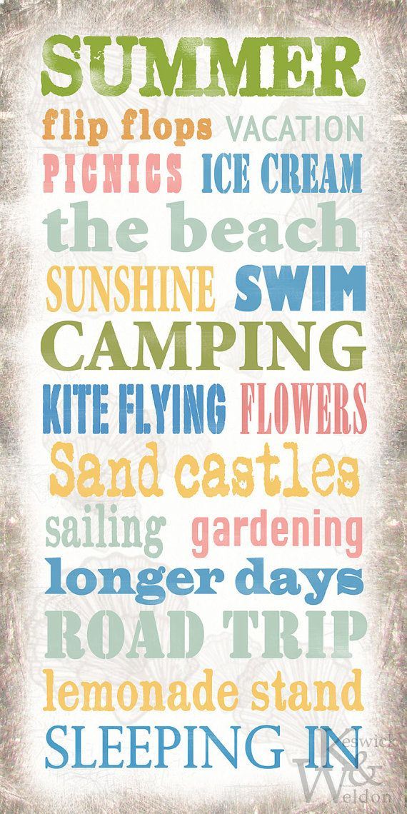 Summer Sayings Subway Art Typography Print 10x20 