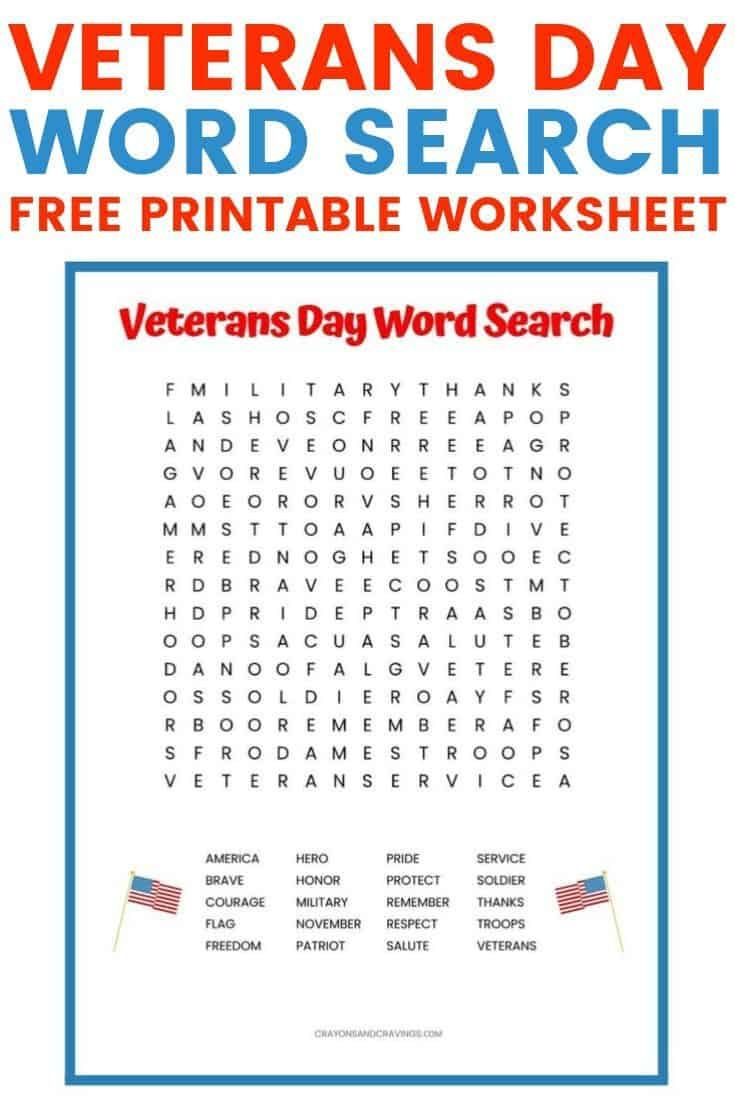 Veterans Day Word Search Veterans Day Activities Free 