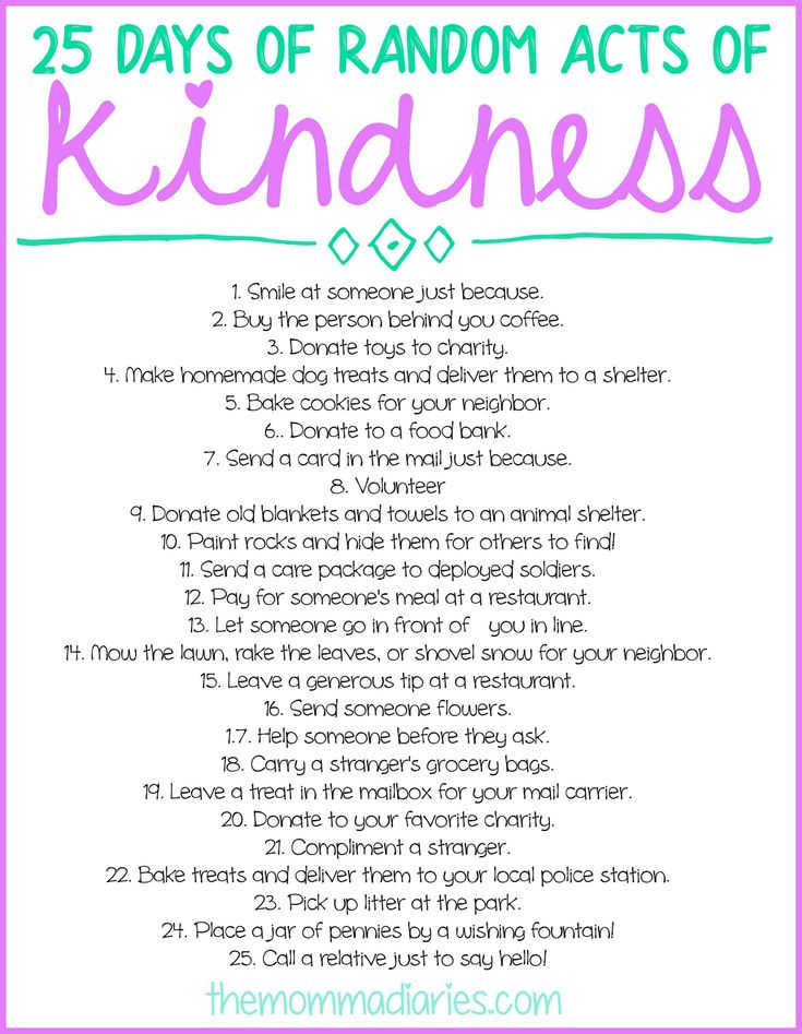 25 Days Of Random Acts Of Kindness FREE Printables 