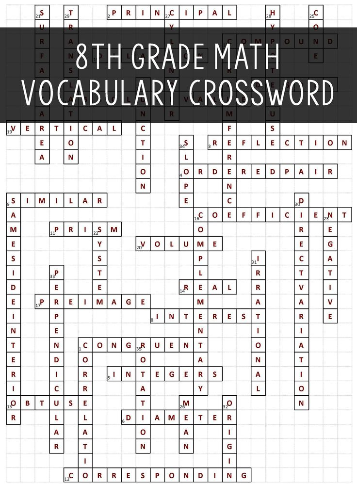 8th Grade Math Vocabulary Crossword Math Vocabulary 8th