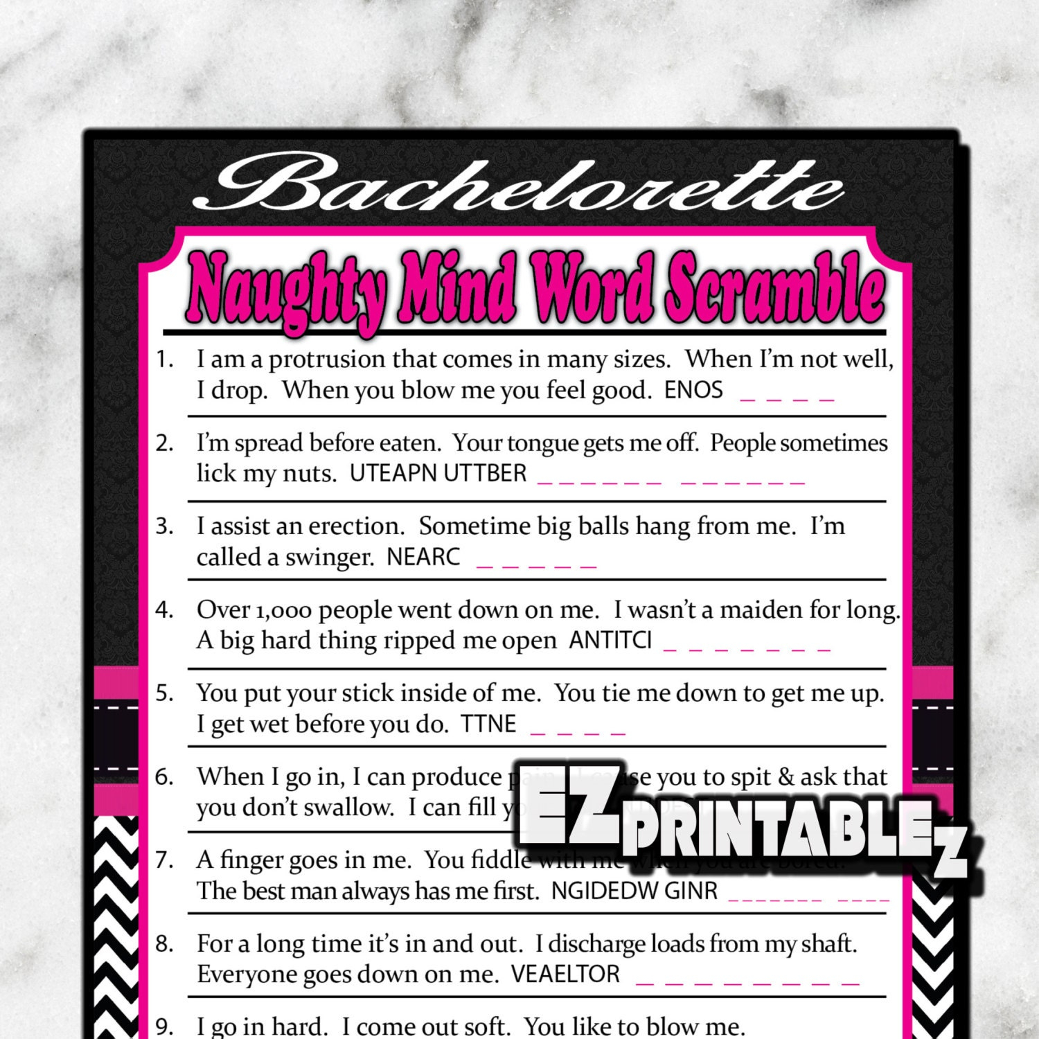 Dirty Minds Game Printable FreePrintableTM