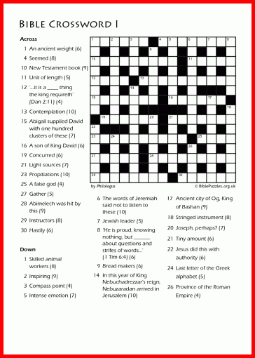 Bible Crossword Puzzle Crossword I BiblePuzzles