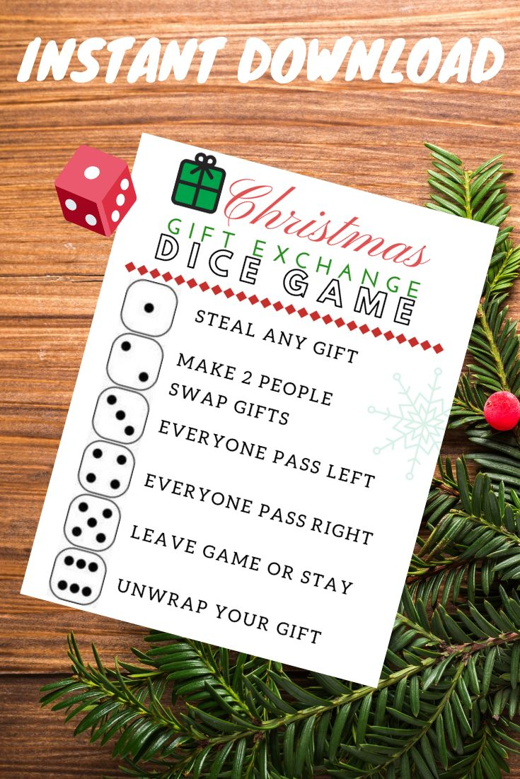 Christmas Gift Exchange Dice Game Printable Christmas 