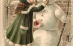 Christmas Girl With Snowman Snowmen