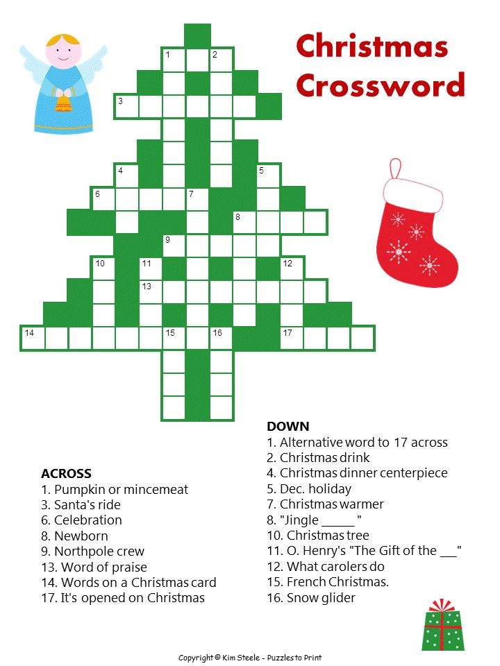 Christmas Tree Crossword For Kids Christmas Crossword 