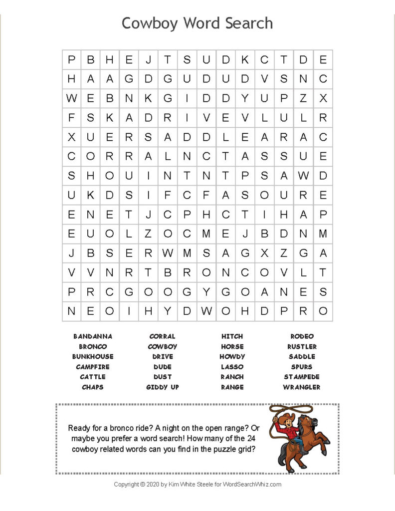 Cowboy Word Search