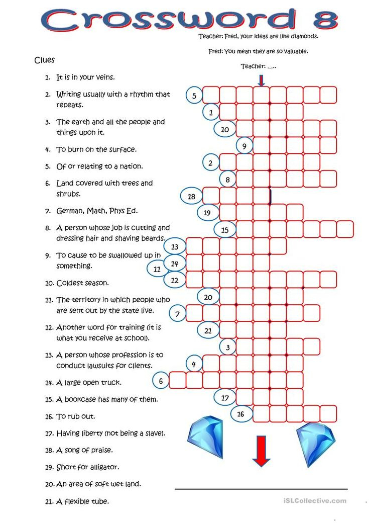 Crossword 8 English ESL Worksheets For Distance Learning 