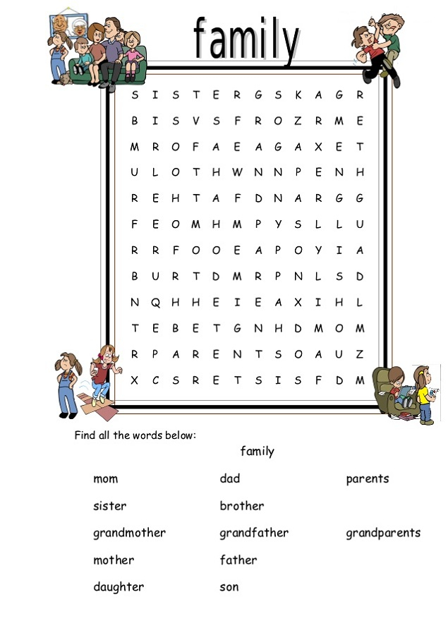 Family Word Search Printable Activity Shelter