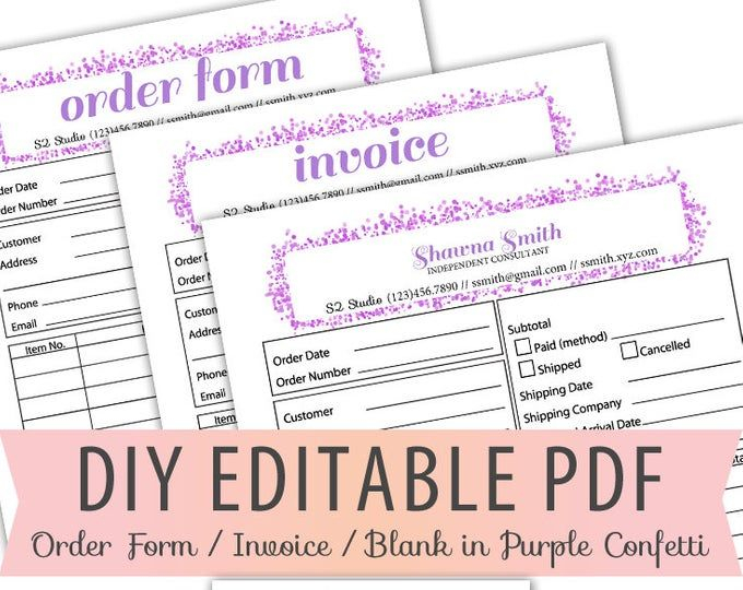 Fillable Editable Text Only PDF TUMBLERS Order Form Decals 