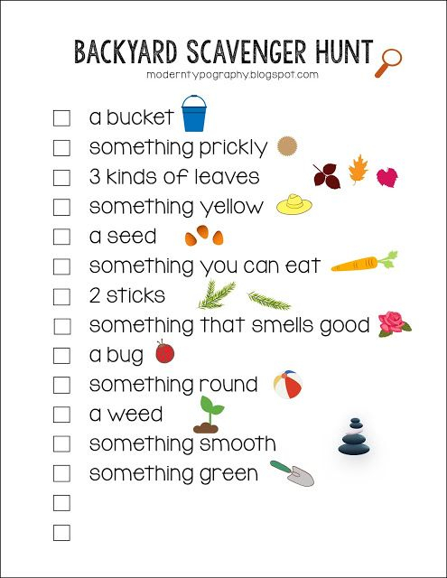 Free Printable Backyard Scavenger Hunt Checklist With 