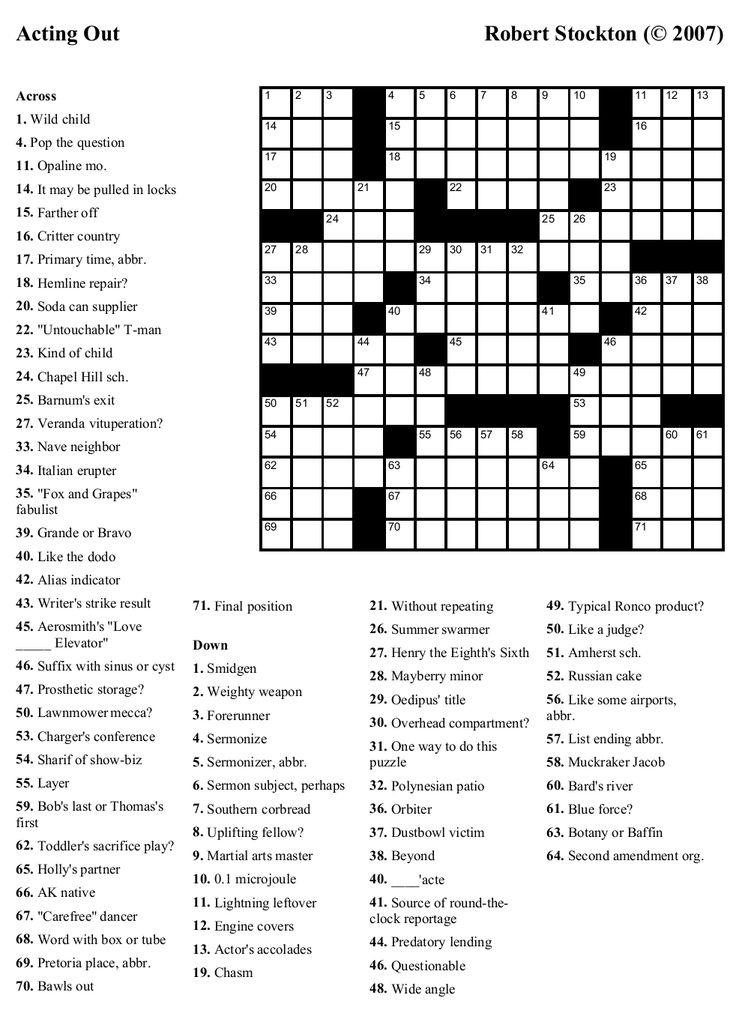 Free Printable Cards Free Printable Crossword Puzzles 