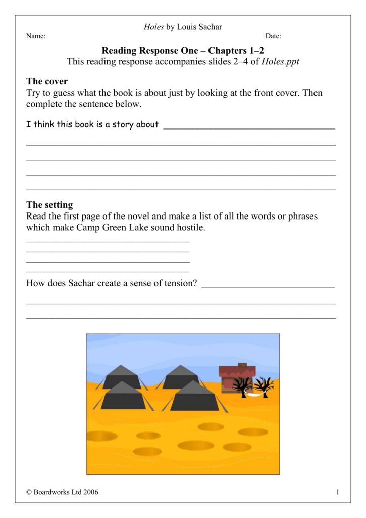 Free Printable Worksheets On The Book Holes 