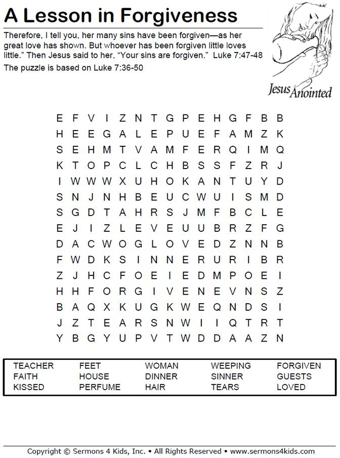 Lesson In Forgiveness Word Search In 2020 Sunday School 