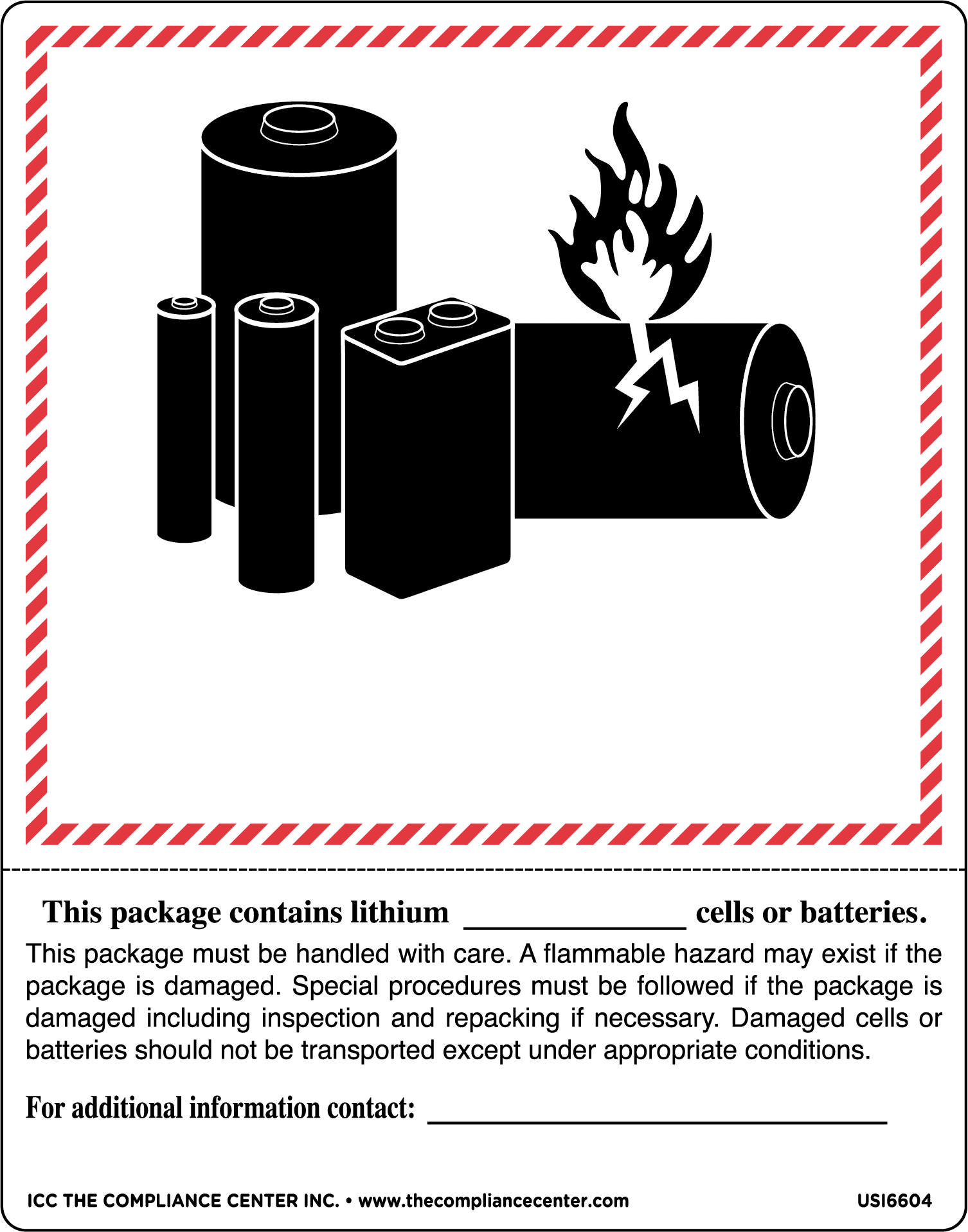 Lithium Battery Pictogram With Hazard Statement 6 375 X 