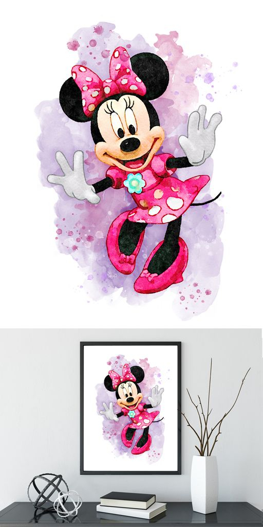 Minnie Mouse Wall Art Minnie Watercolor Minnie Mouse Print 