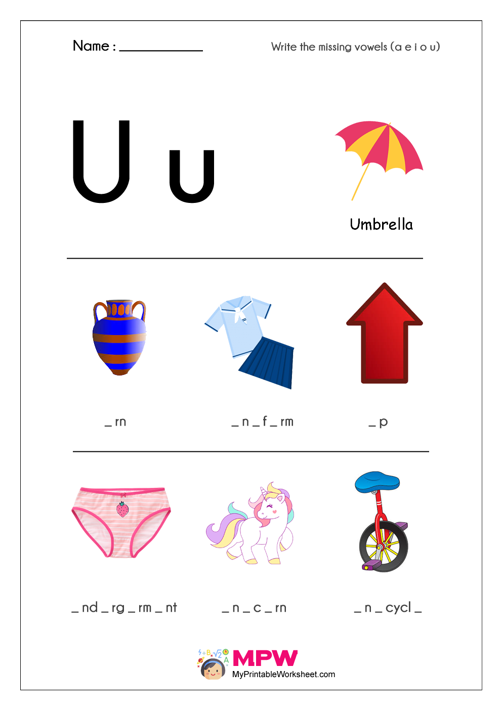 Missing Vowels Worksheets A E I O U Vowels Worksheets For 