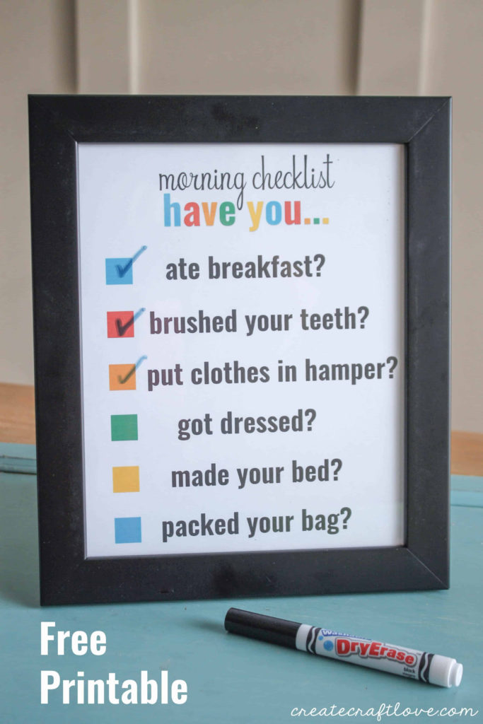 Morning Checklist Printable Create Craft Love