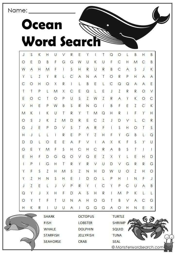 Ocean Word Search Ocean Words Kids Word Search English 