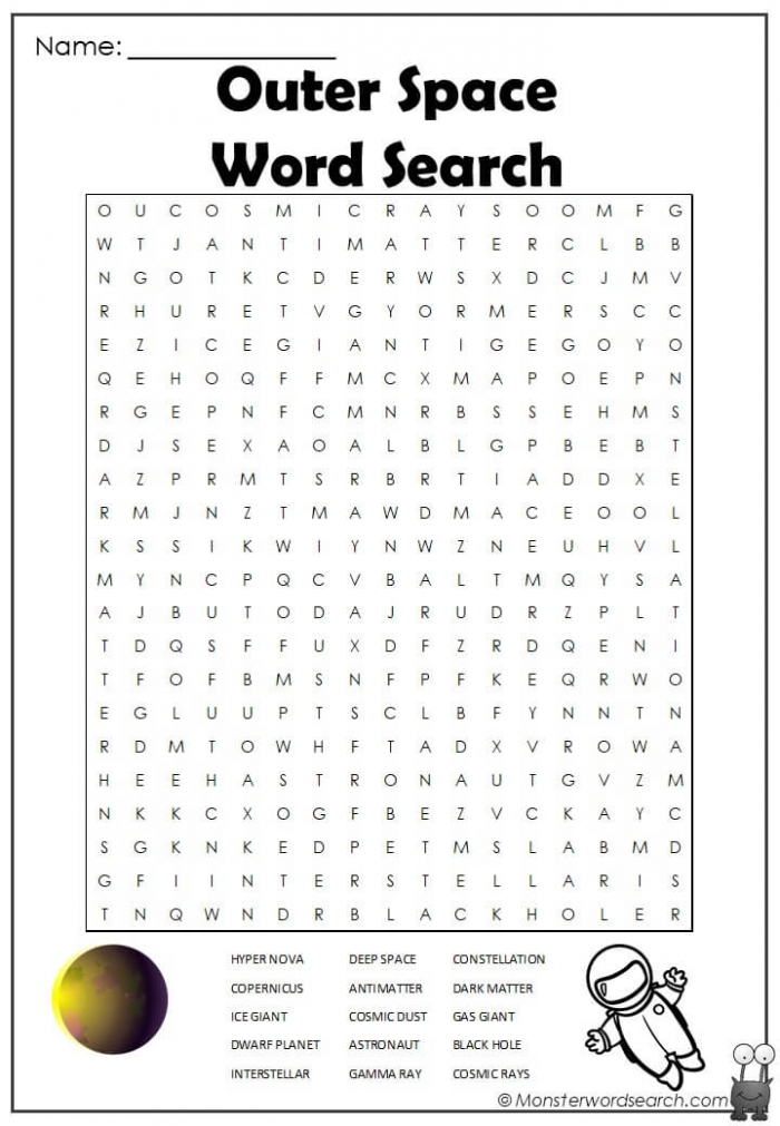 Outer Space Word Search Worksheets 99Worksheets