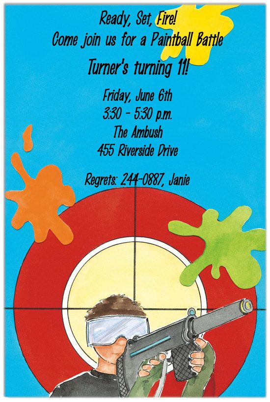 Paintball Birthday Invitation Paintball Birthday 