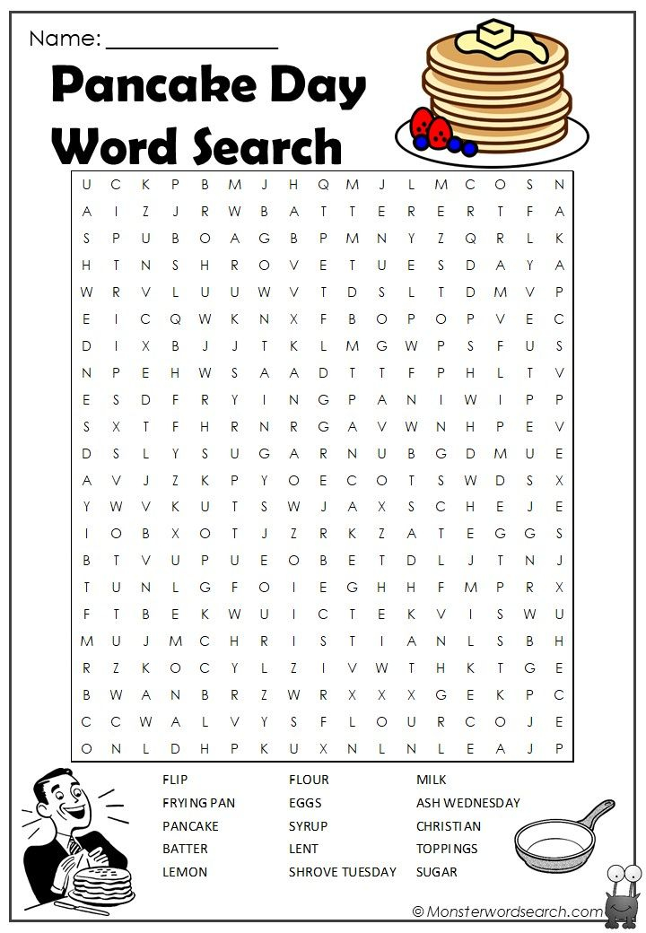 Pancake Day Word Search Pancake Day Pancake Day Word 