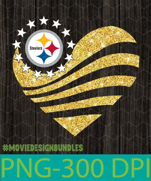 PITTSBURGH STEELERS GLITTER HEART PNG CLIPART ILLUSTRATION 