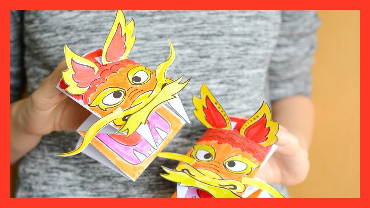 Printable Chinese Dragon Puppet Chinese New Year Craft 