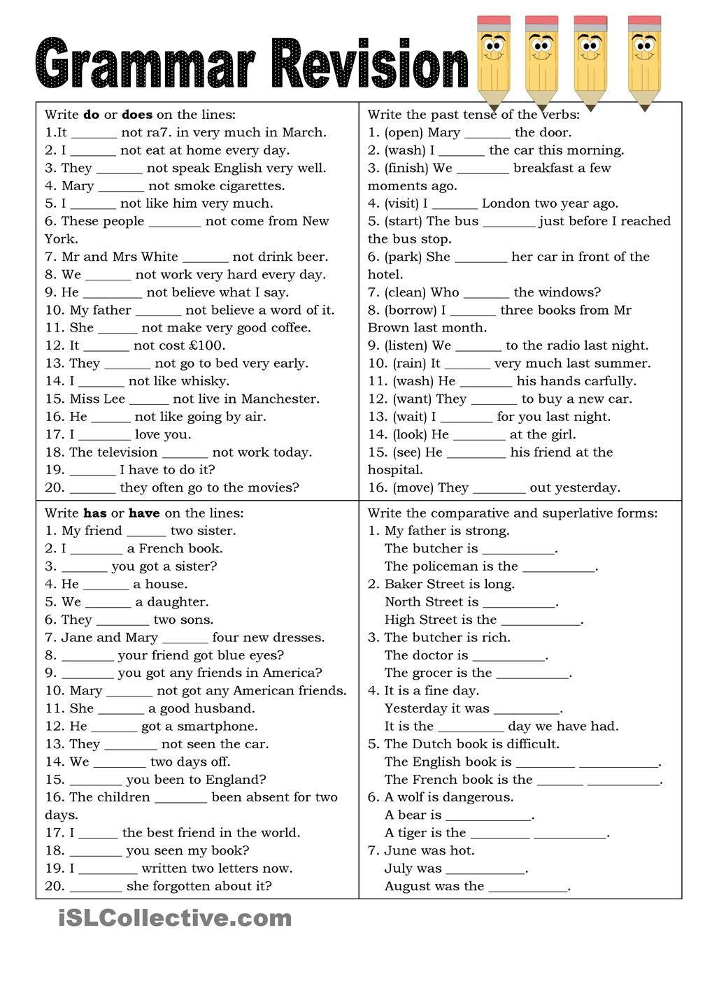 Printable Worksheets Of English Grammar Letter Worksheets