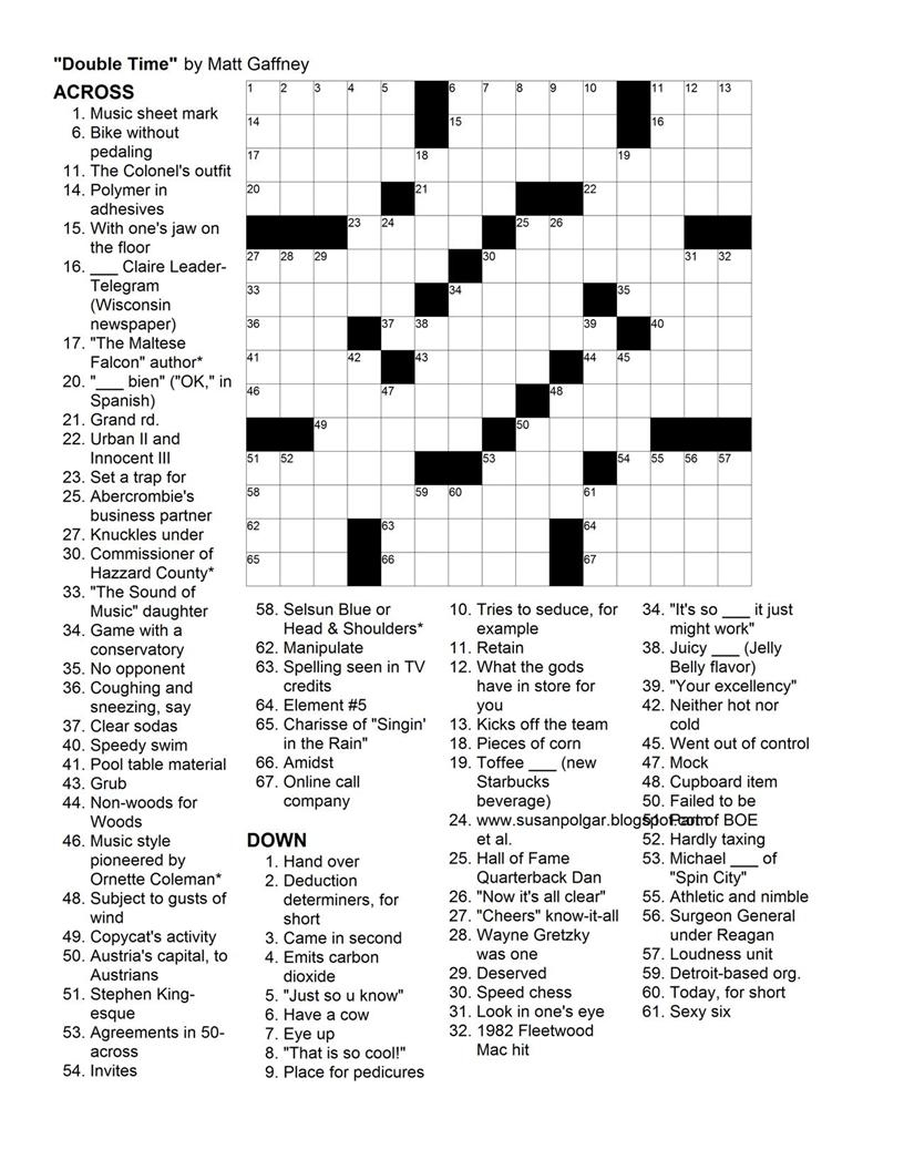 September 2010 Matt Gaffney s Weekly Crossword Contest