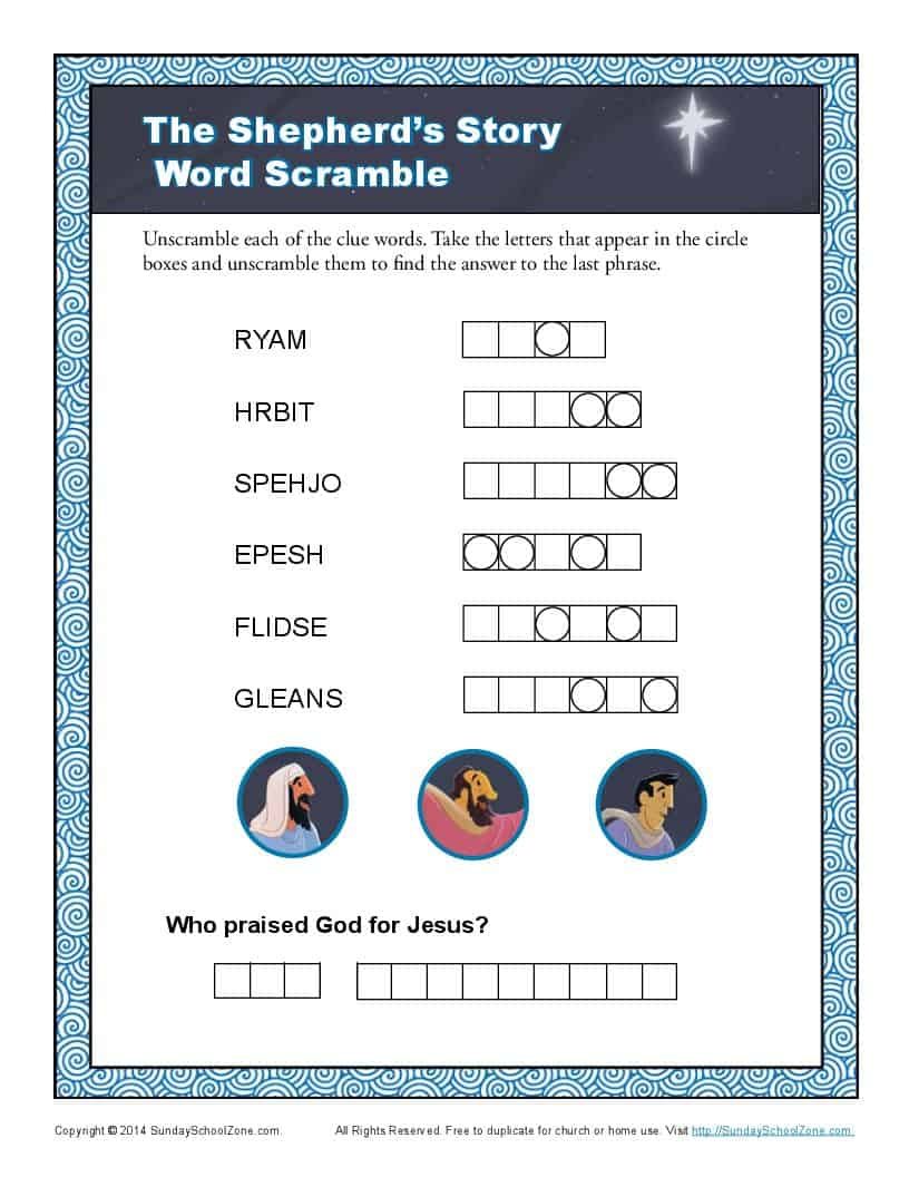 Shepherd s Christmas Adventure Word Scramble Kids Bible 